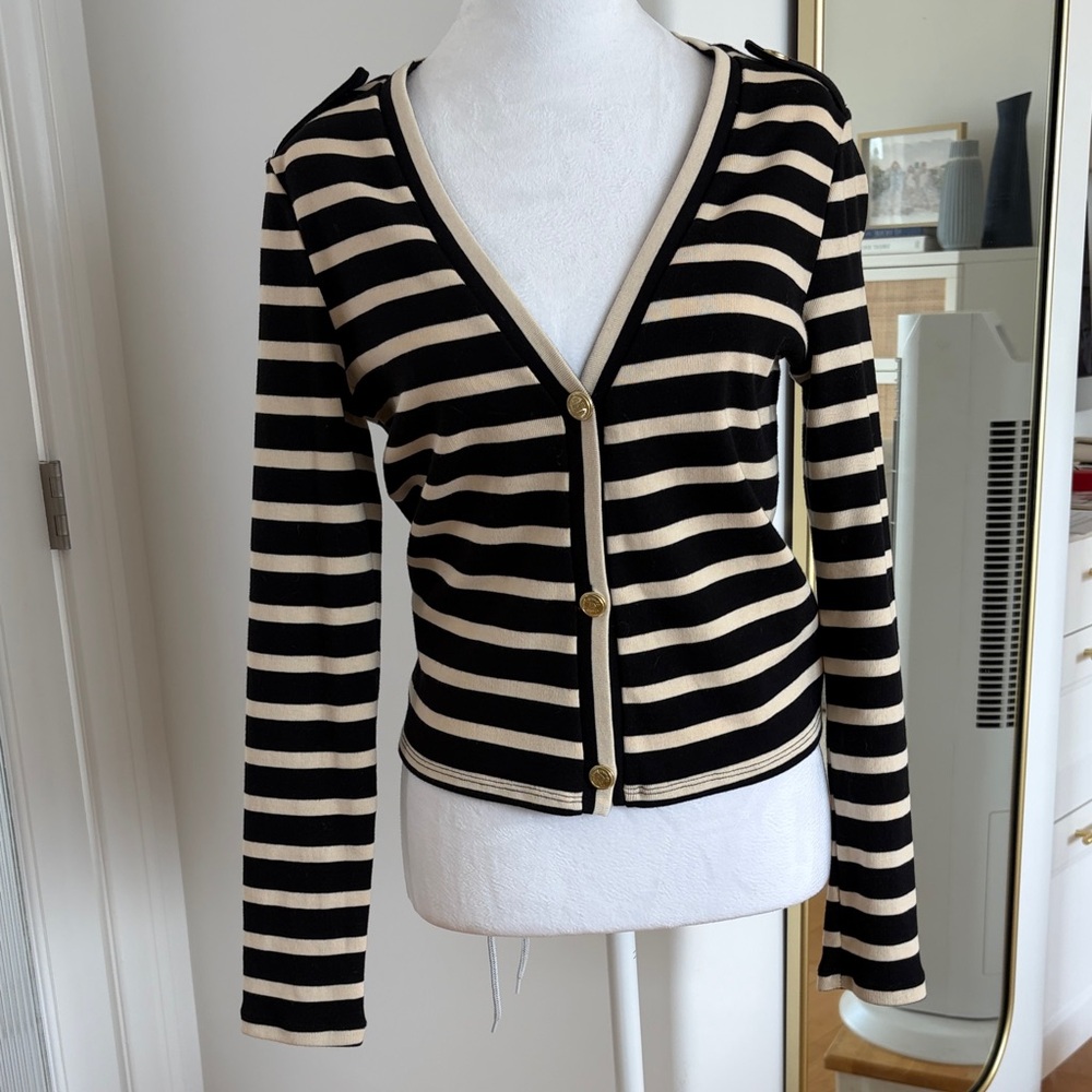 Striped Black and Cream Cardigan